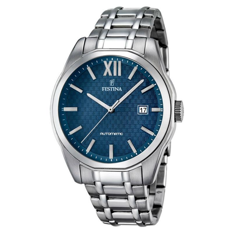 Festina Sport Automatic Men's Watch In Steel With Blue Checkered Dial