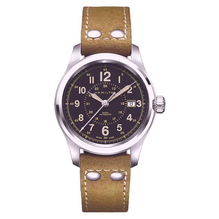 Cinturino Originale Hamilton Khaki Field Pelle Marrone 20mm - Modello H690694102