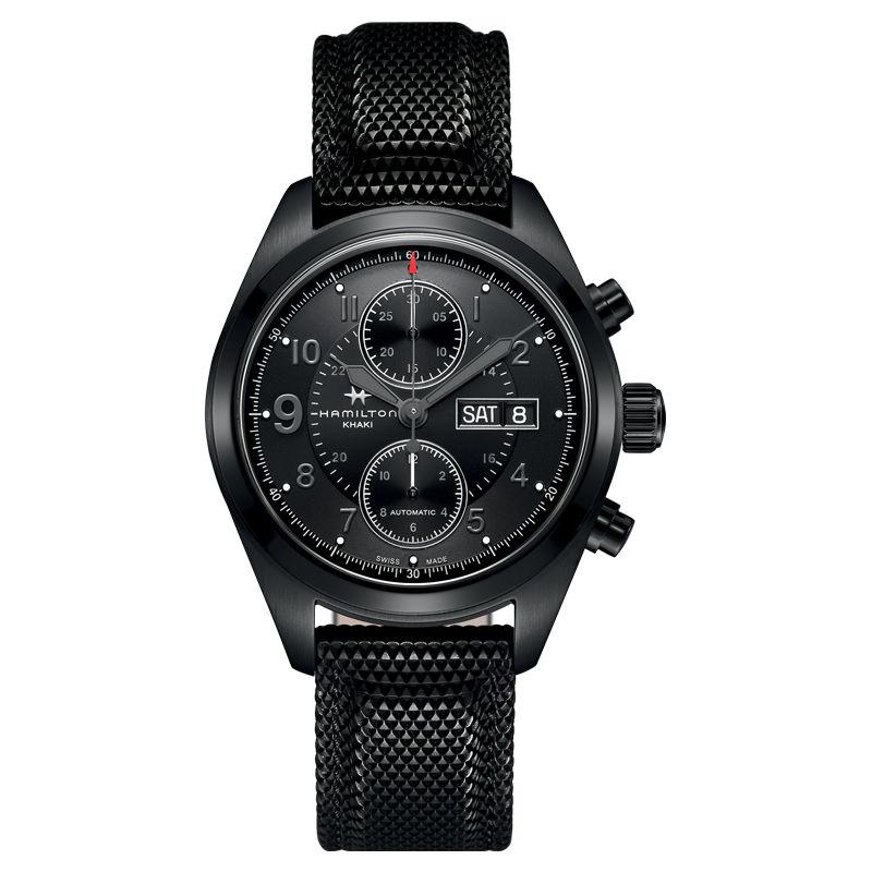 Hamilton Men's Watch Collection Khaki Field Chrono Automatic 42 MM. In Black PVD
