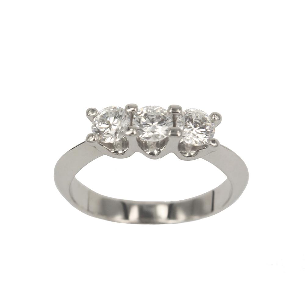 White Gold Trilogy Ring with Brilliant Cut Diamonds Ct. 0,45 Color F Regina model