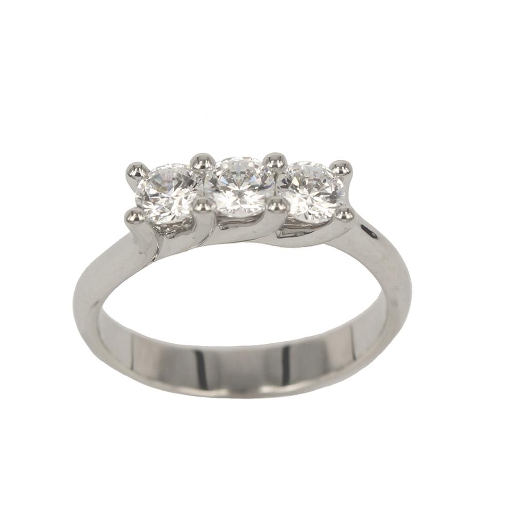 White Gold Trilogy Ring with Brilliant Cut Diamonds Ct. 0,75 Color F Model Gaia