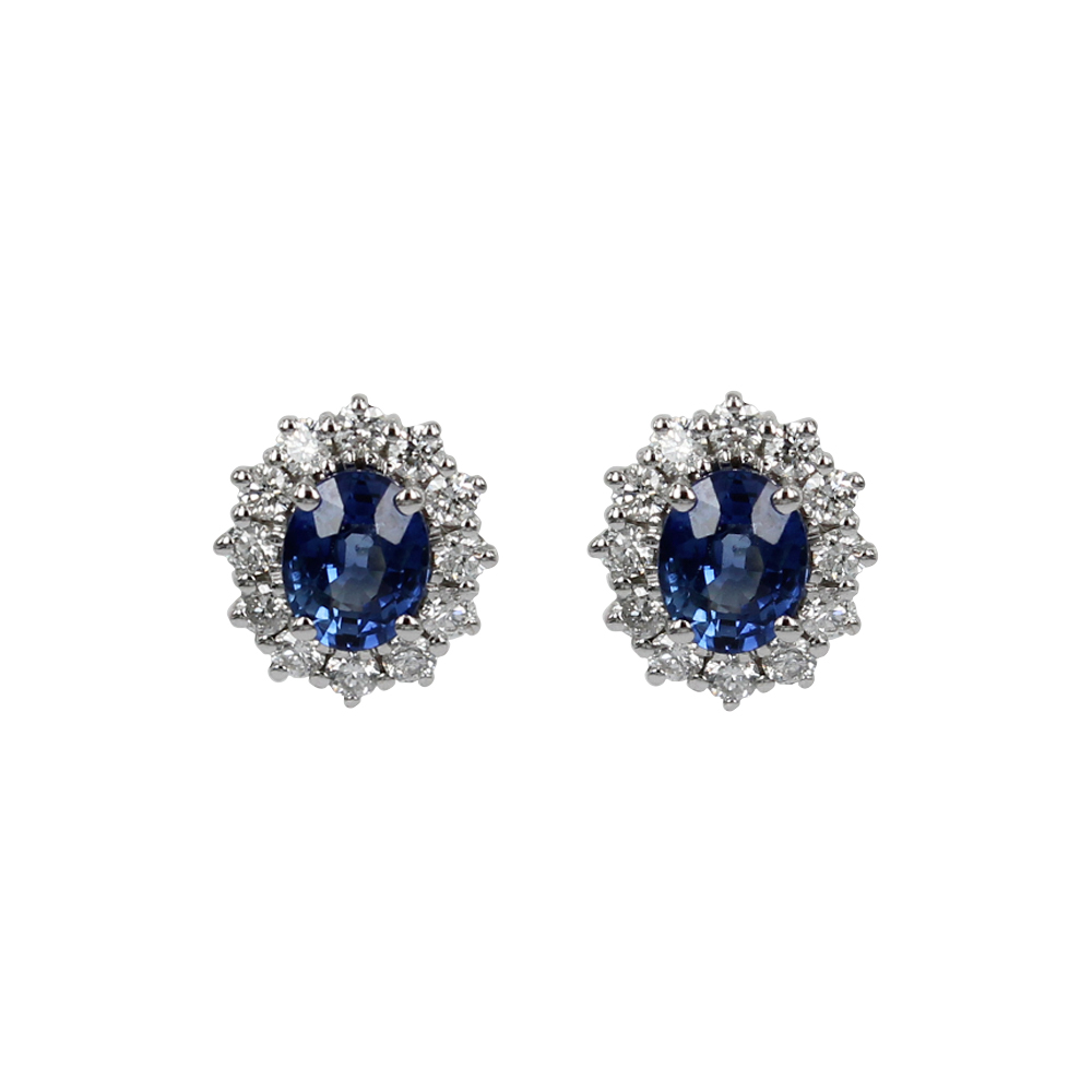 Princess Kate earrings in white gold with sapphires and diamonds