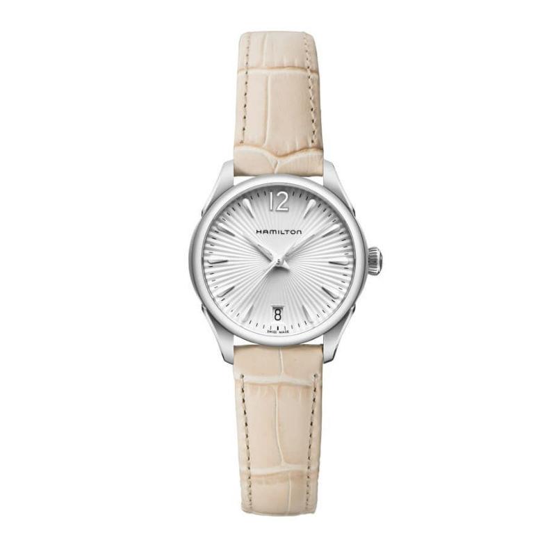 Hamilton Damen Jazzmaster Lady Quarz Stahl und Beige Leder Uhr