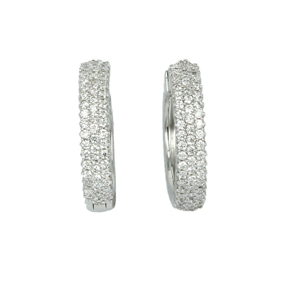 Women's White Gold Lobe Circle Earrings With Diamonds Kt. 0,40 Valenza Jewelry