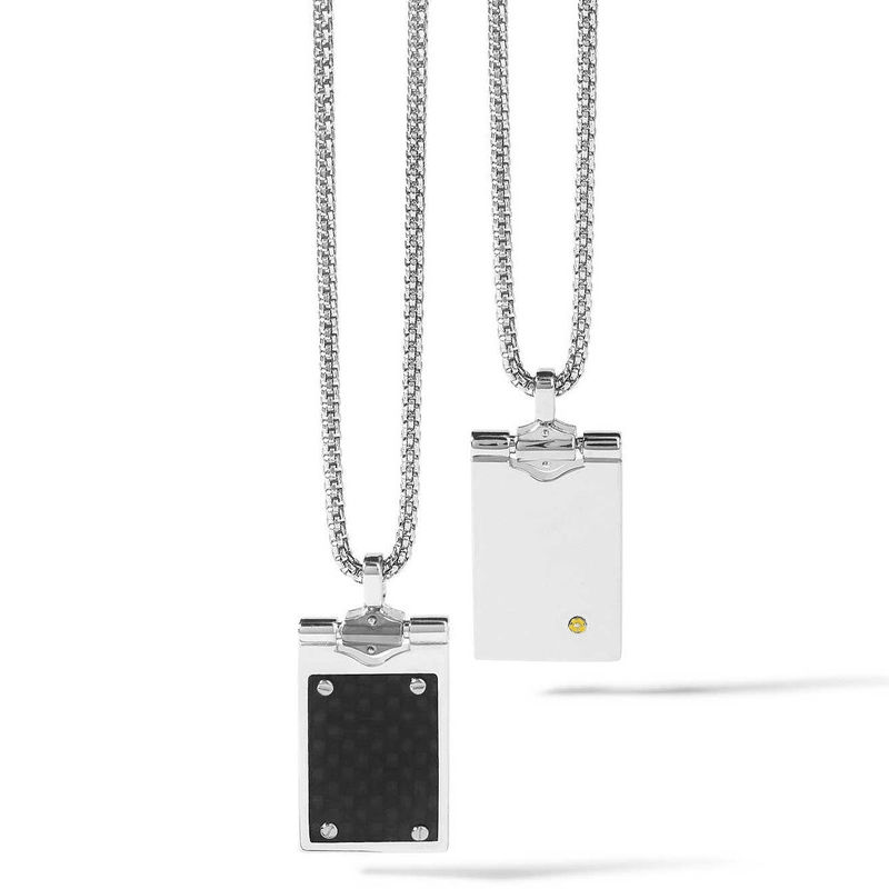 Men's Stainless Steel Necklace With Carbon and Yellow PVD Comete Gioielli