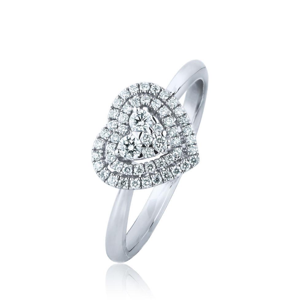 White Gold Woman Ring With Heart In Diamonds Pavè Valenza Jewelry