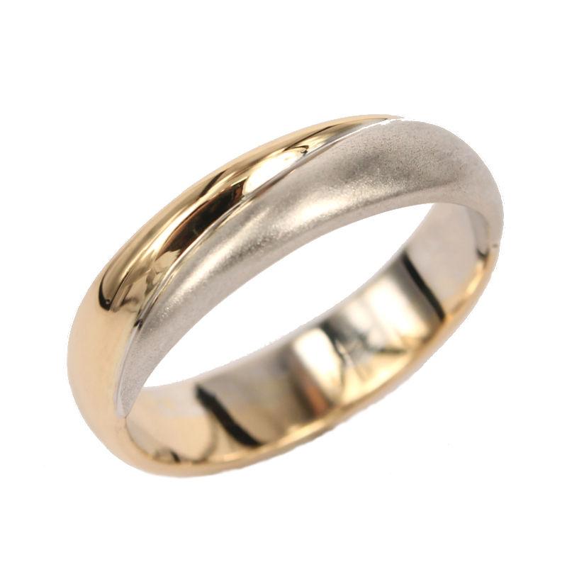 Pair of Wedding Rings in Yellow Gold and Satin White Gold Large Model Hug Fabio Ferro my Jewels