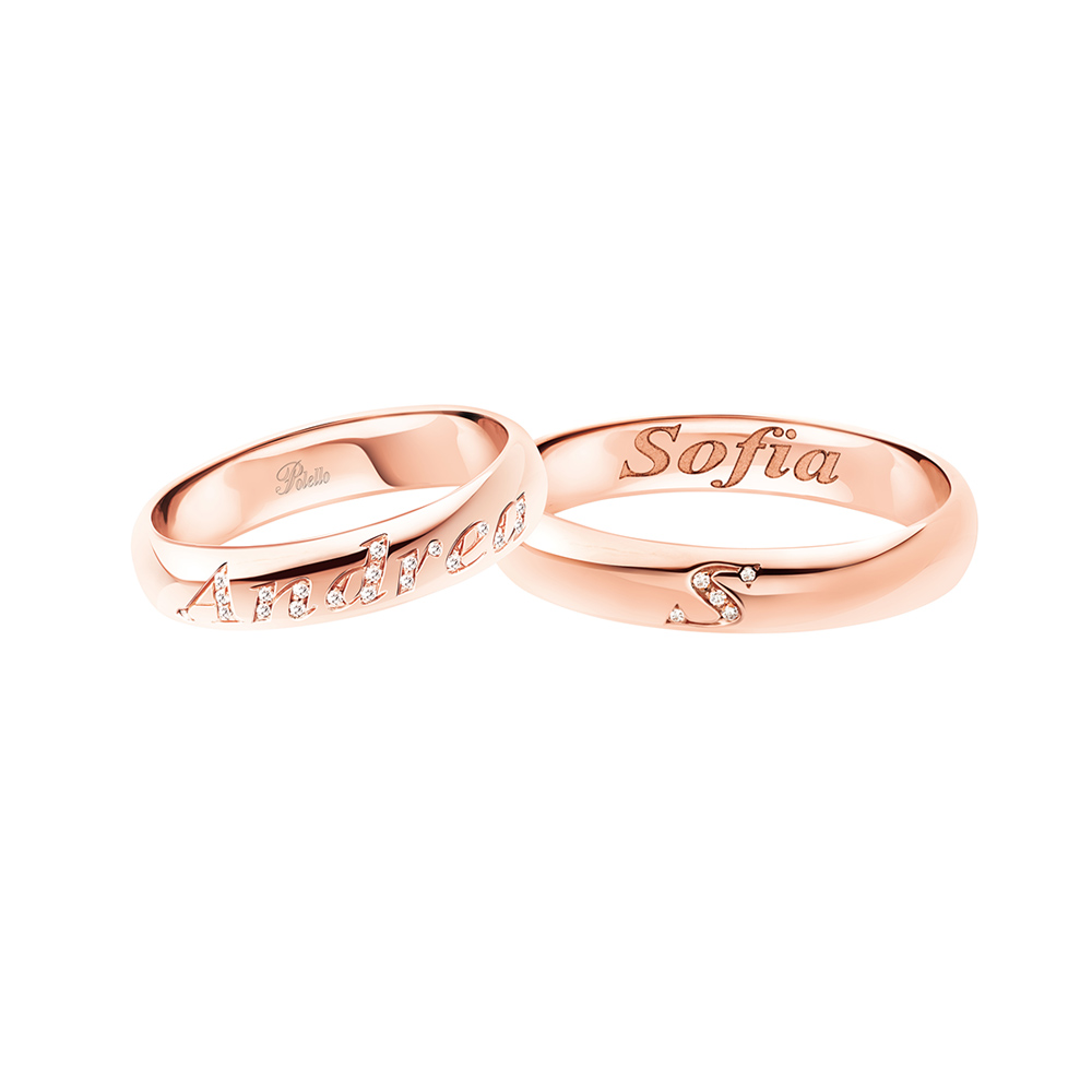 Pair Polello Wedding Rings in Rose Gold Collection We Have Wedding Ring With Brilliant Cut Diamonds Carats 0.05