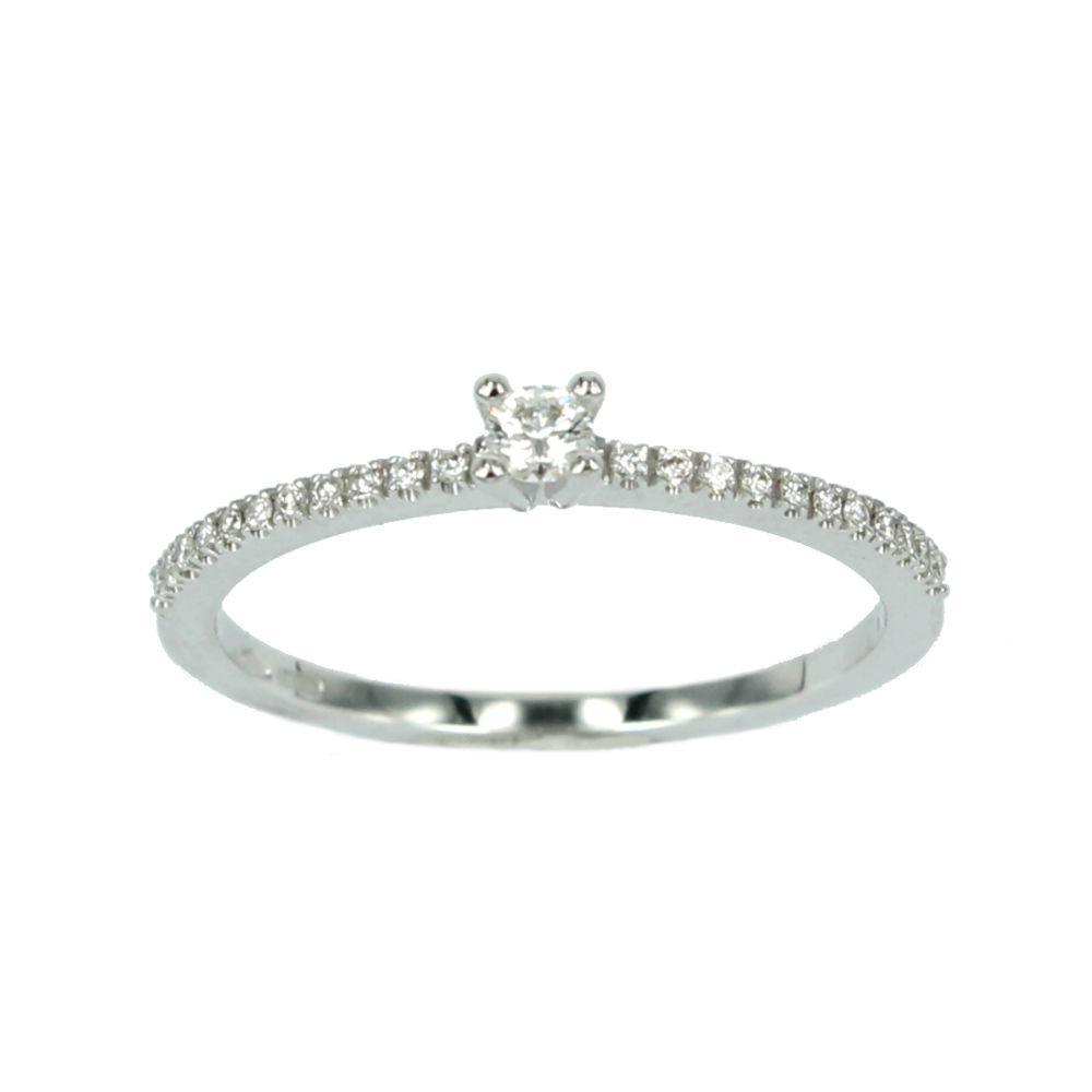 Ring Woman Ring In White Gold With Solitaire Diamond Ct. 0.07 Valenza Jewels