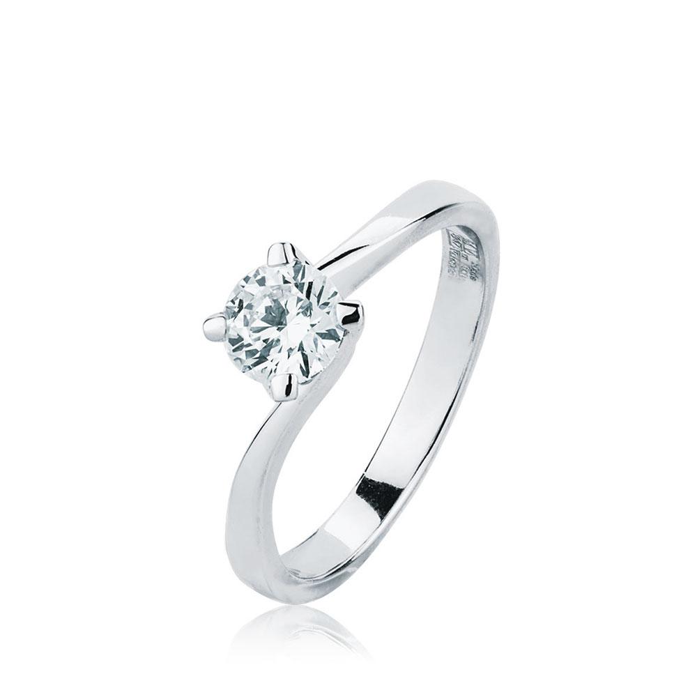 Valenza Engagement Ring Jewelry White Gold Contrariè With Solitaire Diamond Ct. 0.20