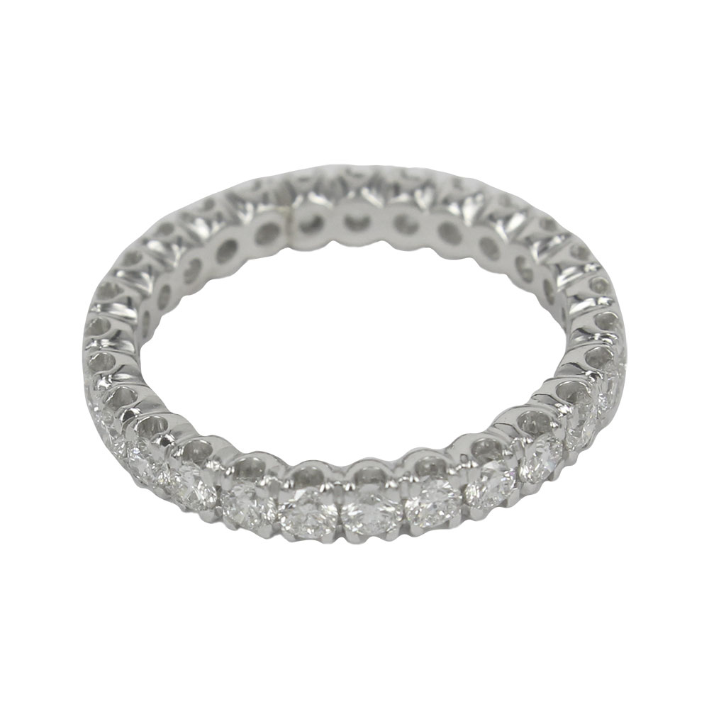 White Gold Eternity Ring With Brilliant Cut Diamonds 1.01 Carat Handmade