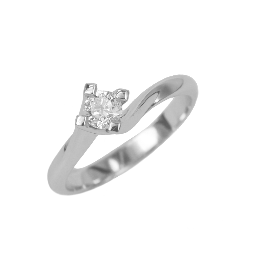 Fabio Ferro White Gold Engagement Ring with Brilliant Cut Diamond 0.31 Carat