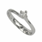White Gold Contrarié Engagement Ring Annabella Model with Solitaire Brilliant Cut Diamond 0.13 Carat