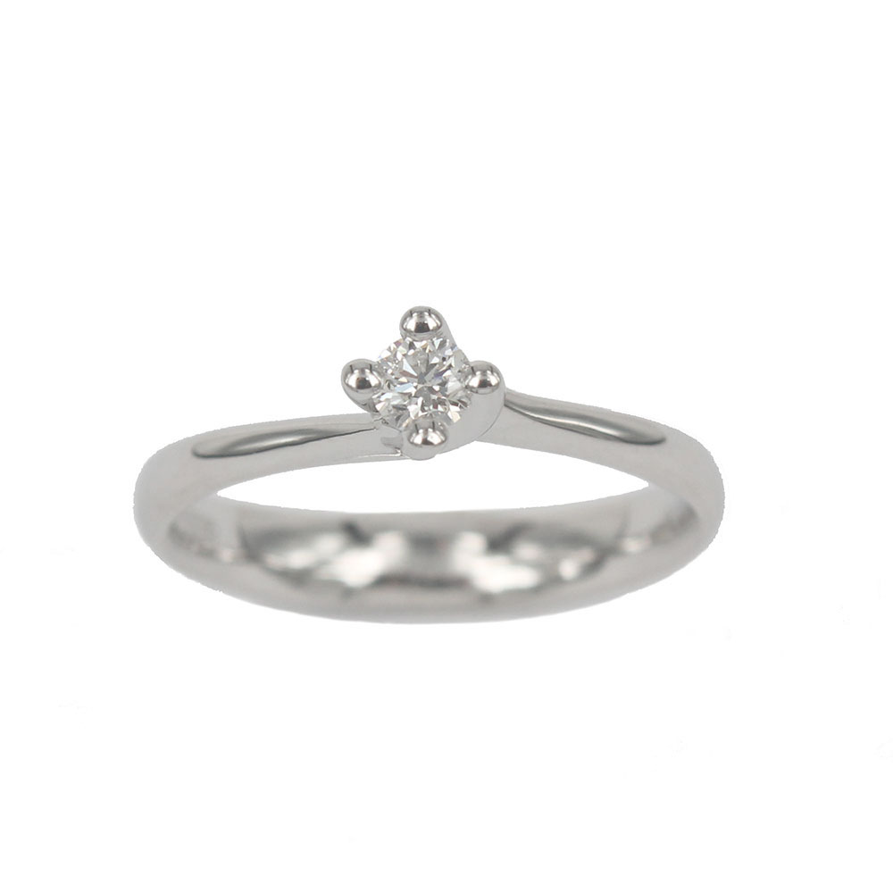 White Gold Contrarié Engagement Ring Annabella Model with Solitaire Brilliant Cut Diamond 0.13 Carat
