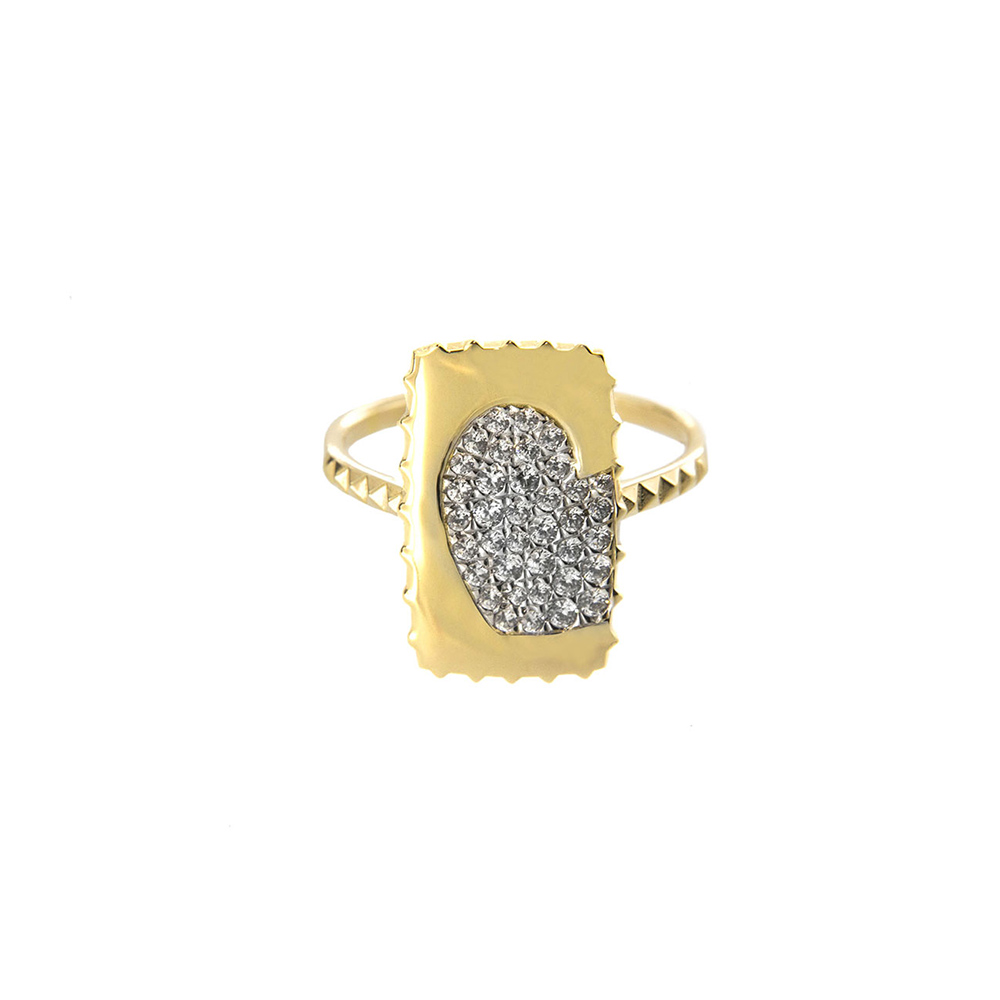 Rue des Mille Yellow Heart Medal Ring