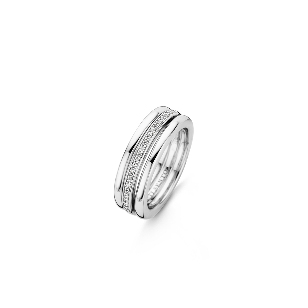 Ti Sento Milano Ring Rounded Band in Silver and Zircons