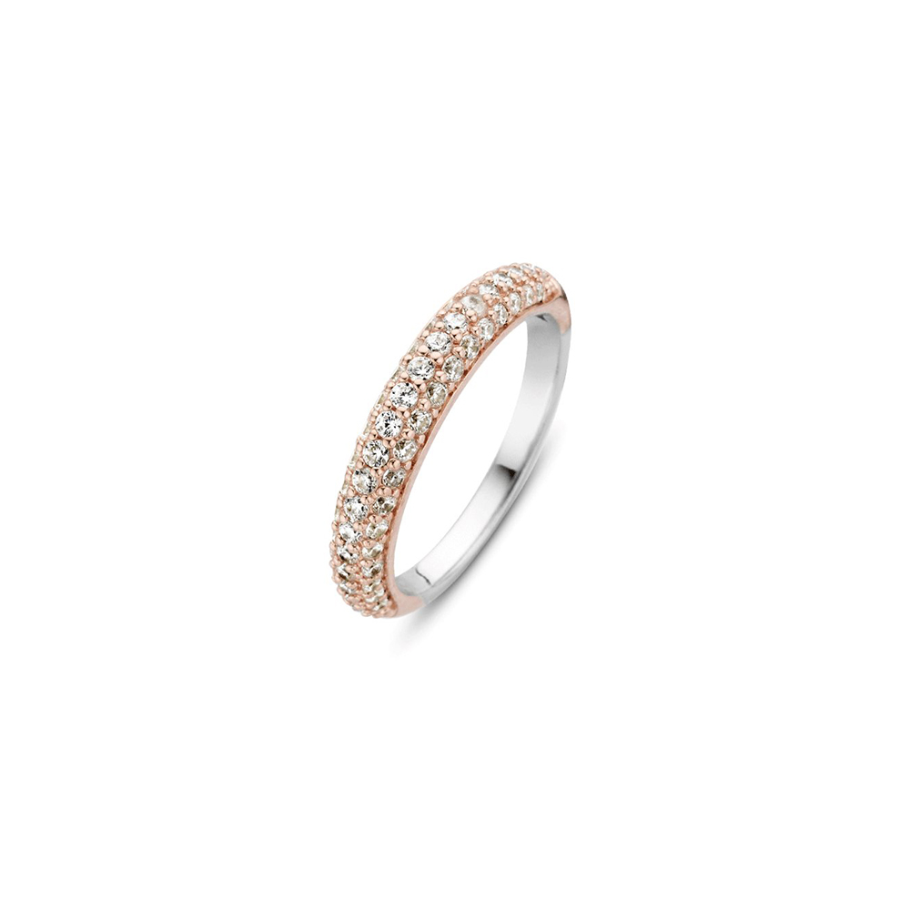 Ti Sento Milano Ring with Zircons in Rose Silver