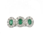 Trilogy Ring In White Gold With Emeralds and Diamonds Fabio Ferro
