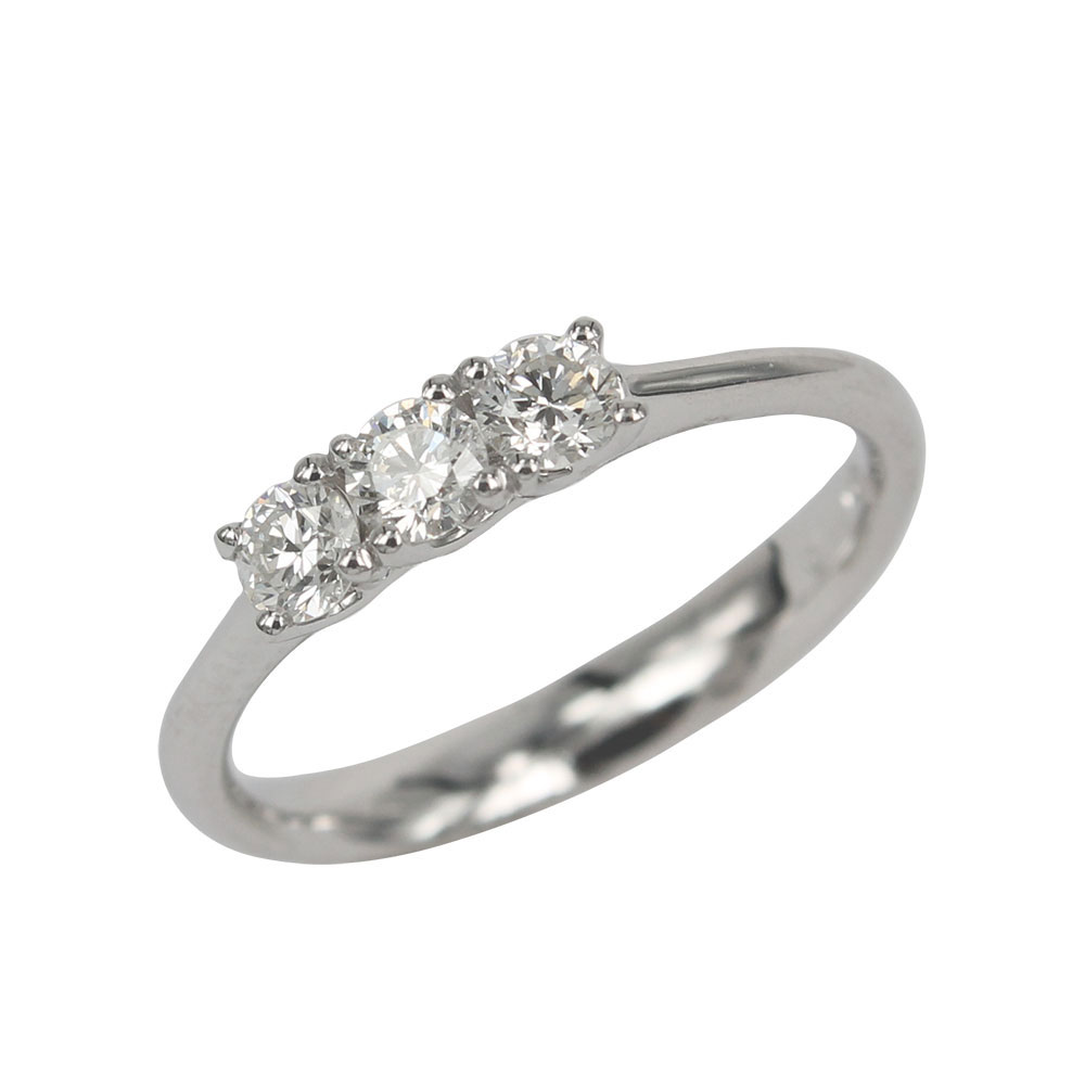 White Gold Woman Trilogy Ring Sylvie Model with Brilliant Cut Diamonds of 0.42 Carats