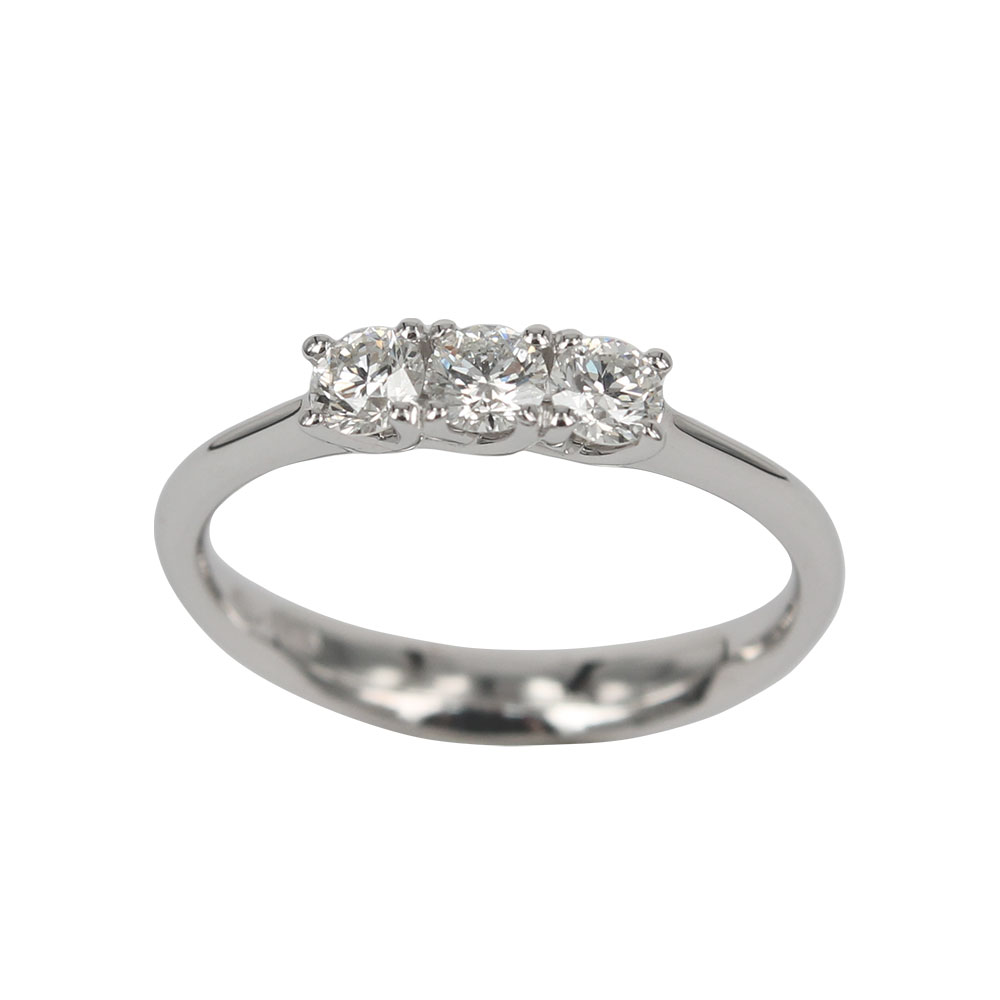 White Gold Woman Trilogy Ring Sylvie Model with Brilliant Cut Diamonds of 0.42 Carats