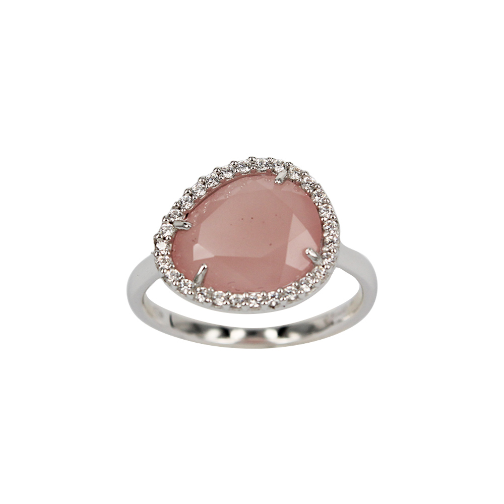 Anello Di Fidanzamento Ovale In Quarzo Rosa