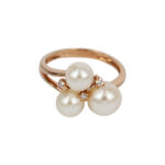 Fabio Ferro Trilogy Pearl Ring in Rose Gold with Zircons