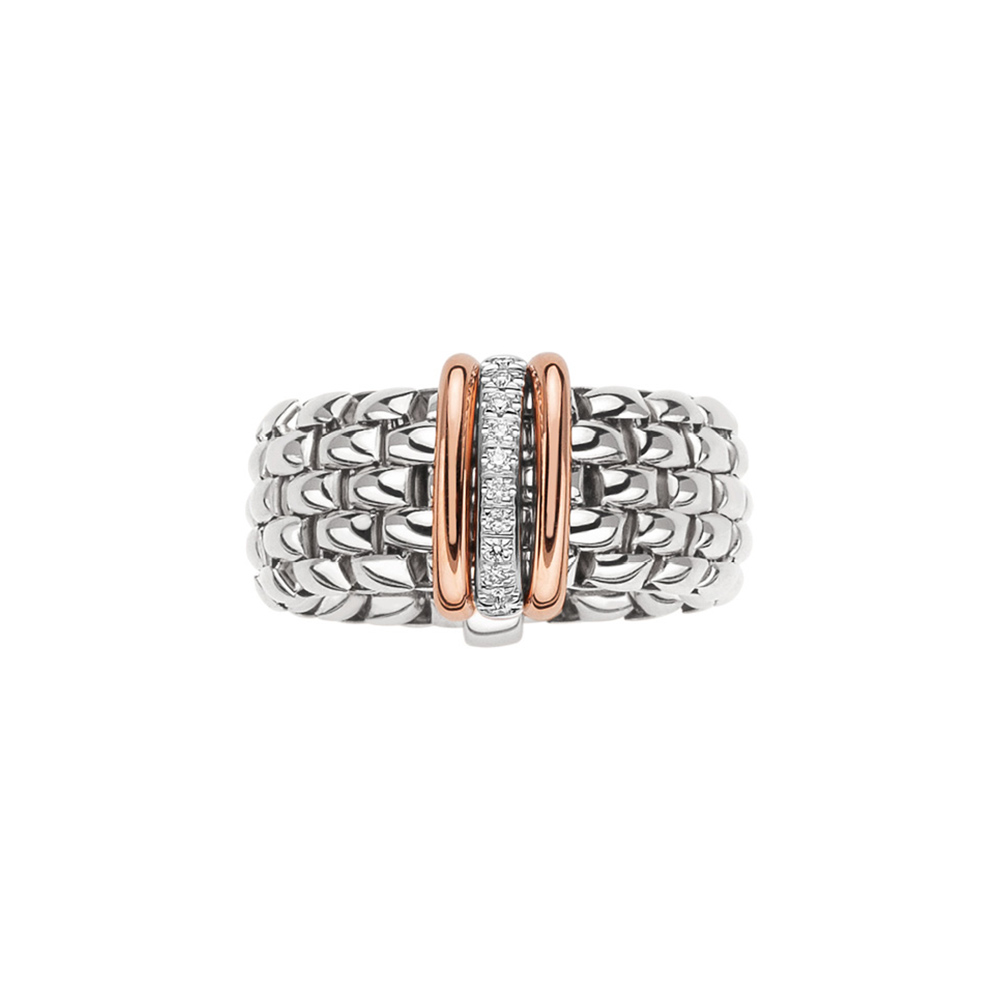 Anello Fope Flex It Collezione Panorama in Oro Bianco e Rosa Misura Medium XL