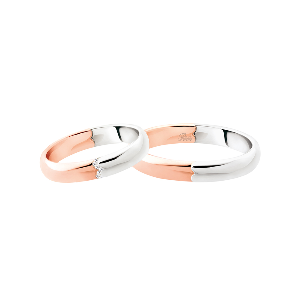 Polello Wedding Rings in White and Rose Gold with Diamonds Ct. 0,03 We have Faith Collection