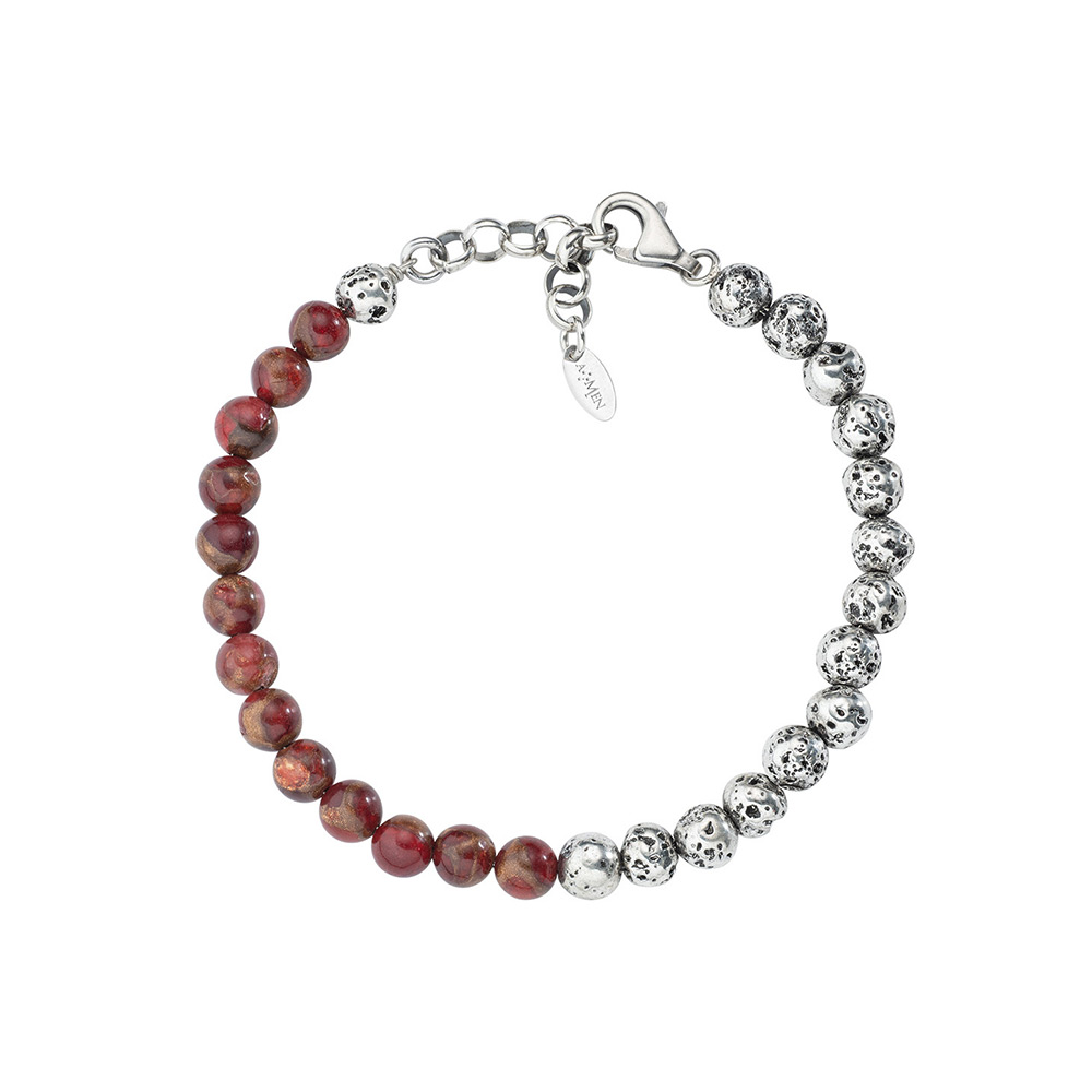 Amen Lava Stone and Red Tiger's Eye Bracelet