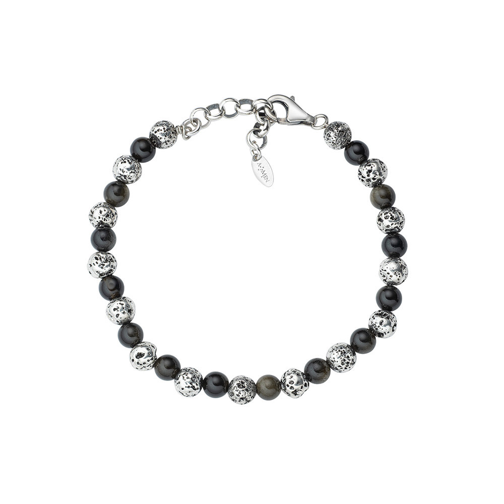 Bracciale Uomo Donna In Pietra Lavica E Occhio Di Tigre 8 Mm | Regolabile Da 17 A 24 Cm | Diffusore Di Oli Essenziali Per Ansia E Meditazione