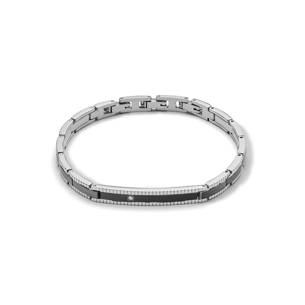 Armband von Comete Jewellery aus Stahl und schwarzem PVD mit weißen Cubic Zirkonia