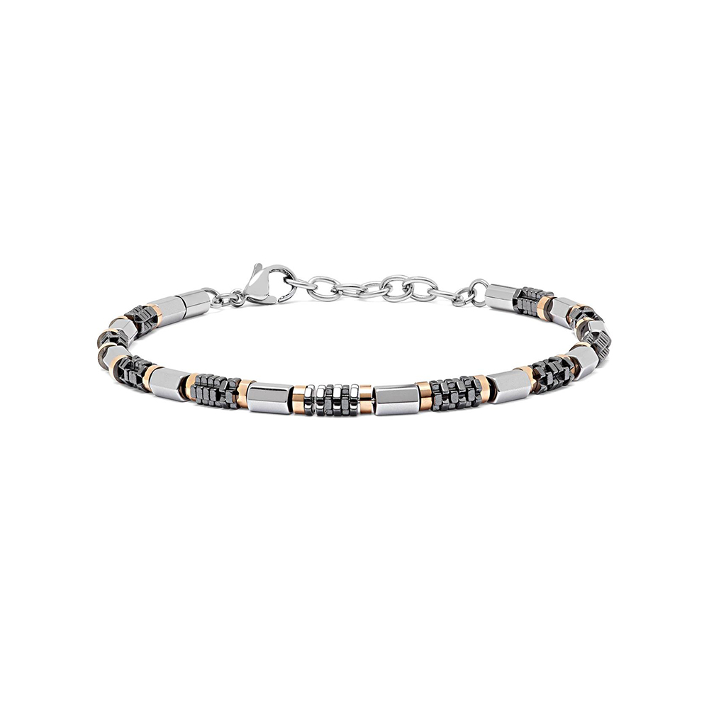 Comete Jewelry Bariletti Bracelet in Polished Steel and Hematite