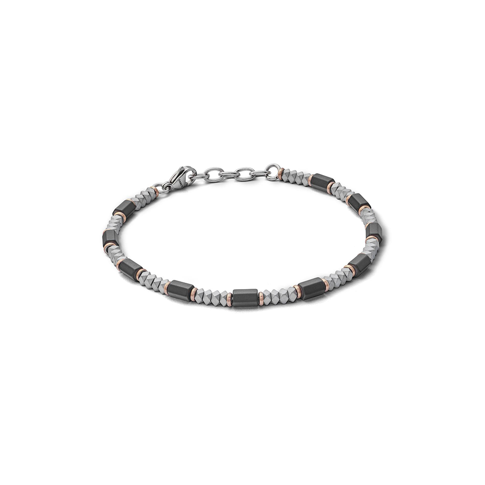 Comete Gioielli Bracelet in Steel with Hematite and Pink PVD