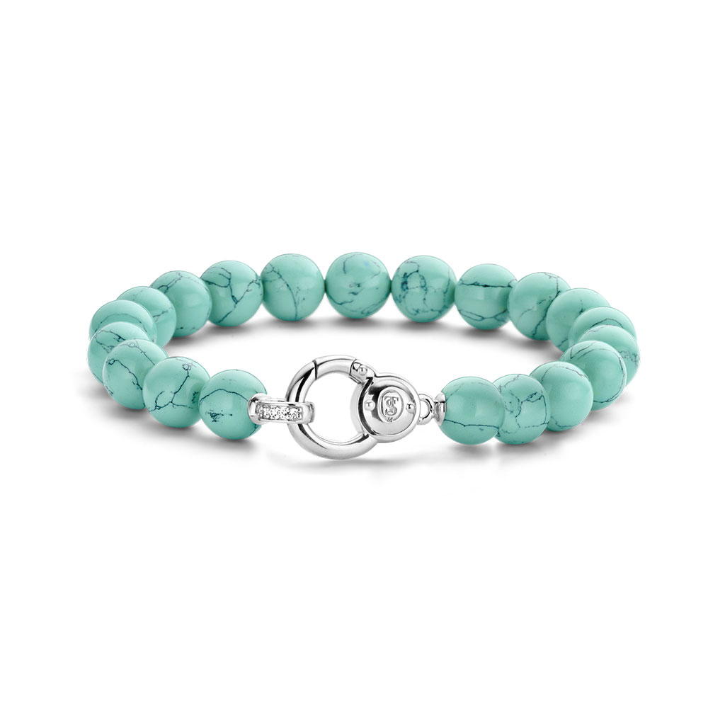 Women's Bracelet in MM Turquoise Stone. 8 and Sterling Silver 925 Length cm. 18 Ti Sento Milano