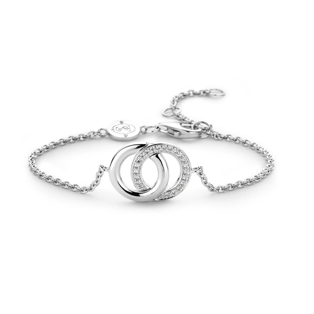 925 Sterling Silver Women's Bracelet With Interlocking Zirconia Circle Ti Sento Milano