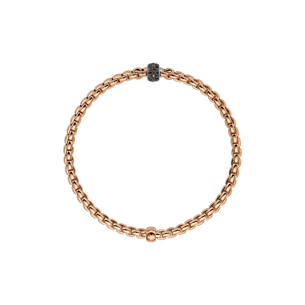 Fope Flex it Bracelet Luci Collection in Rose Gold and Black Diamonds Large Size