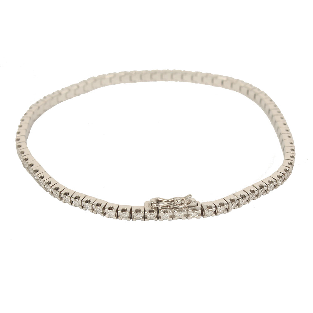 White Gold Women's Tennis Bracelet With Brilliant Diamonds Ct. 1.45 Length Cm. 17.5