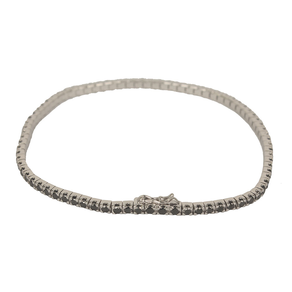 Unisex Tennis Bracelet in White Gold With Black Diamonds Ct. 2.25 Length Cm. 20