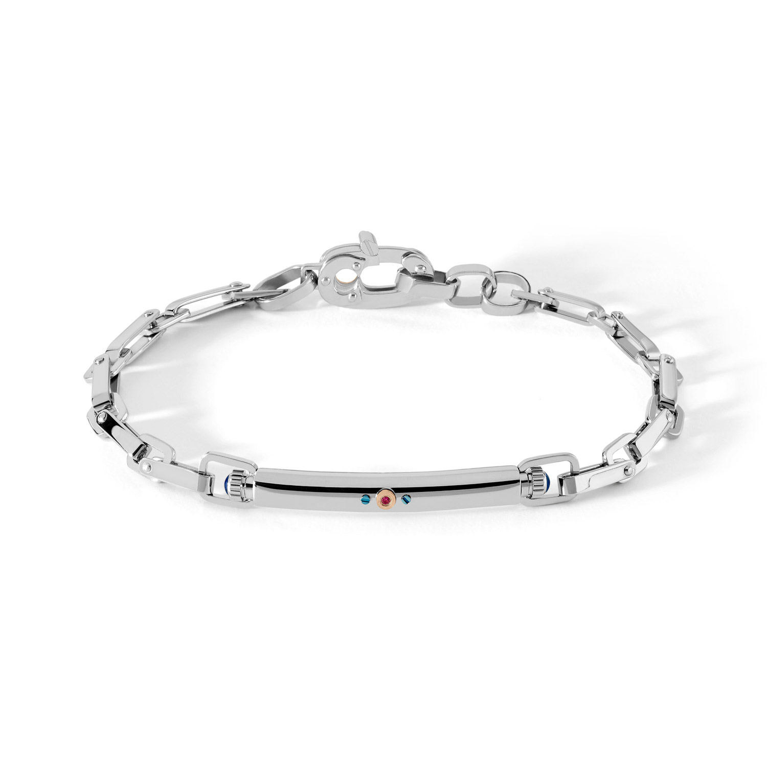 Comet Jewelry Men's Chain Bracelet with Steel Plate