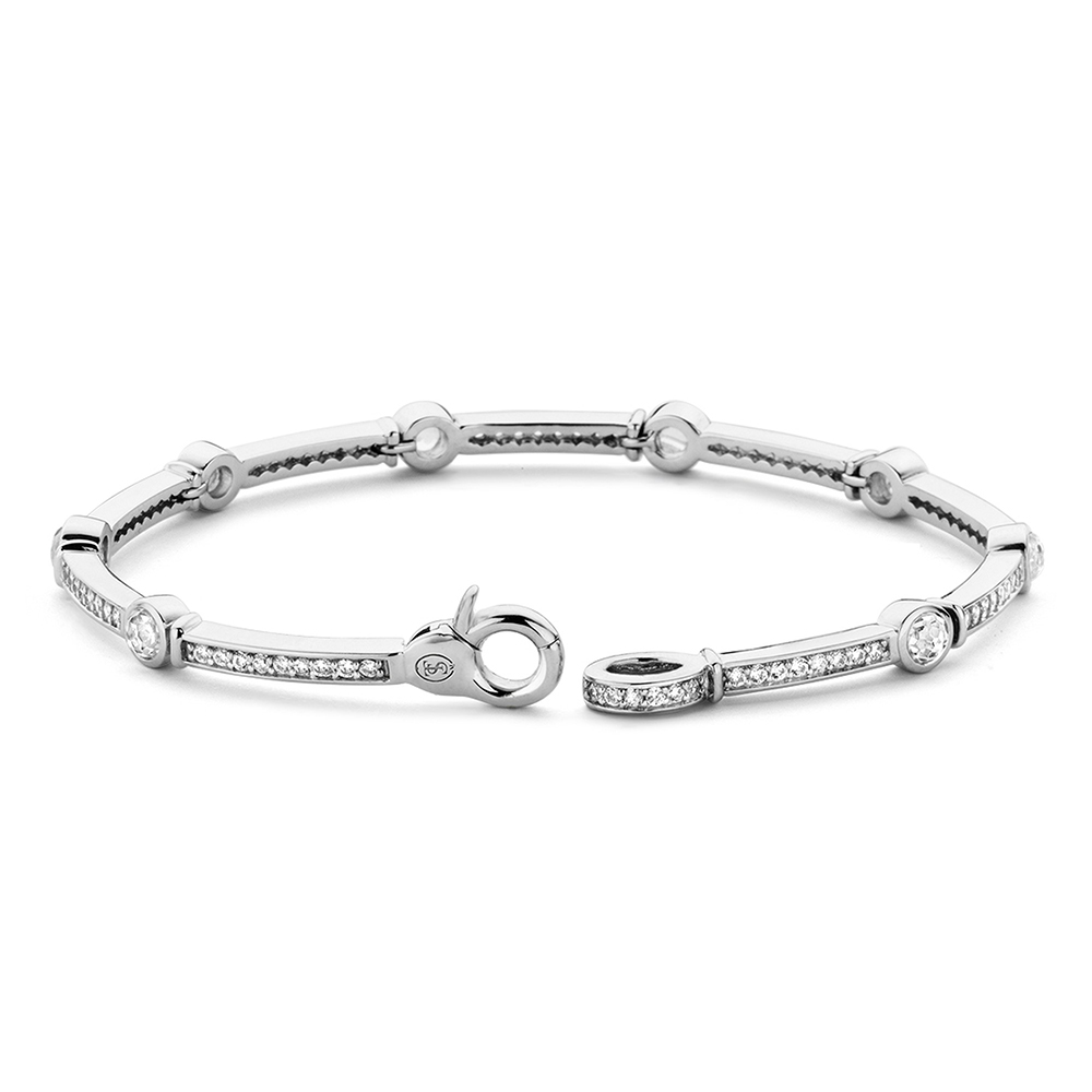 Semi-rigid 925 Sterling Silver Woman Bracelet With Zircons and Light Points Ti Sento Milano