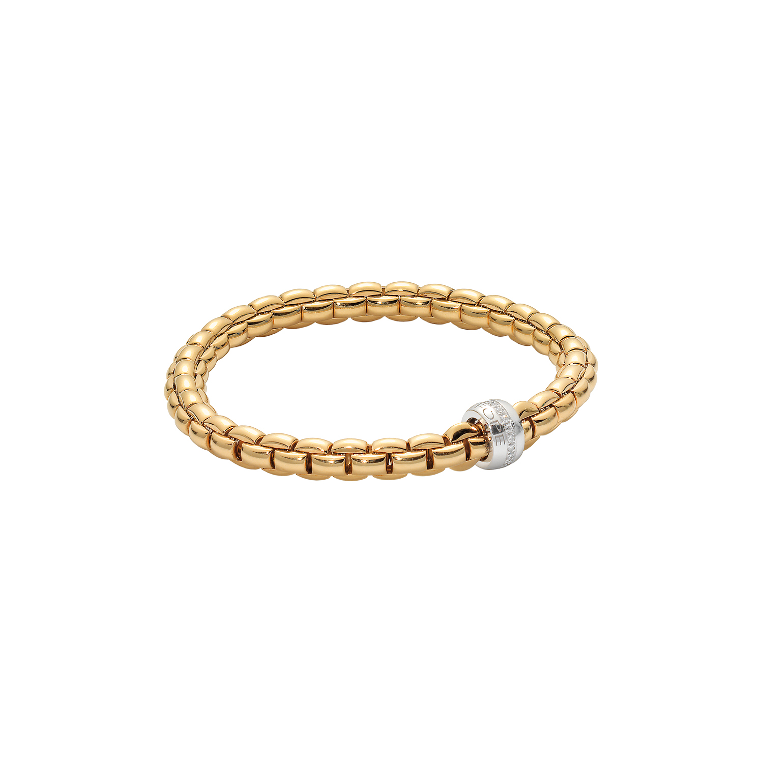 Fope Flex it Bracelet Eka Collection in Yellow Gold and Diamonds Size Medium