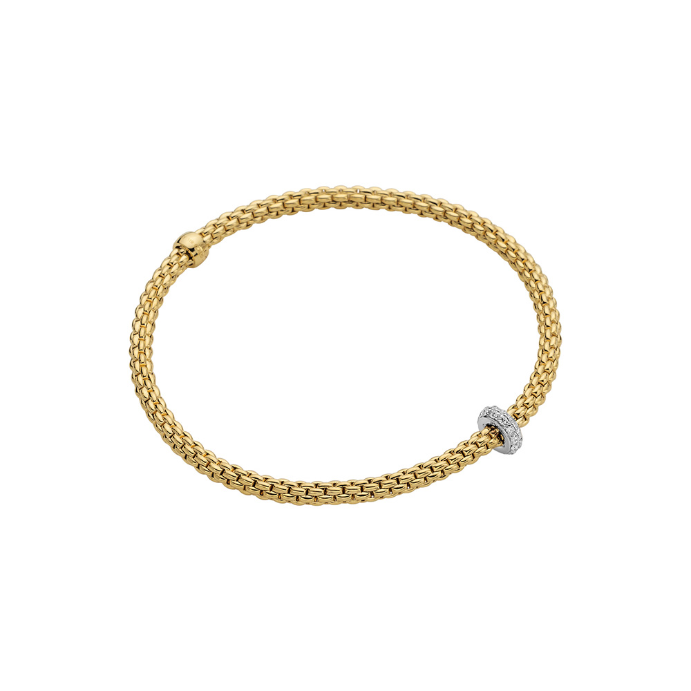 Fope Flex It Bracelet Prima Collection in Yellow Gold with Diamonds