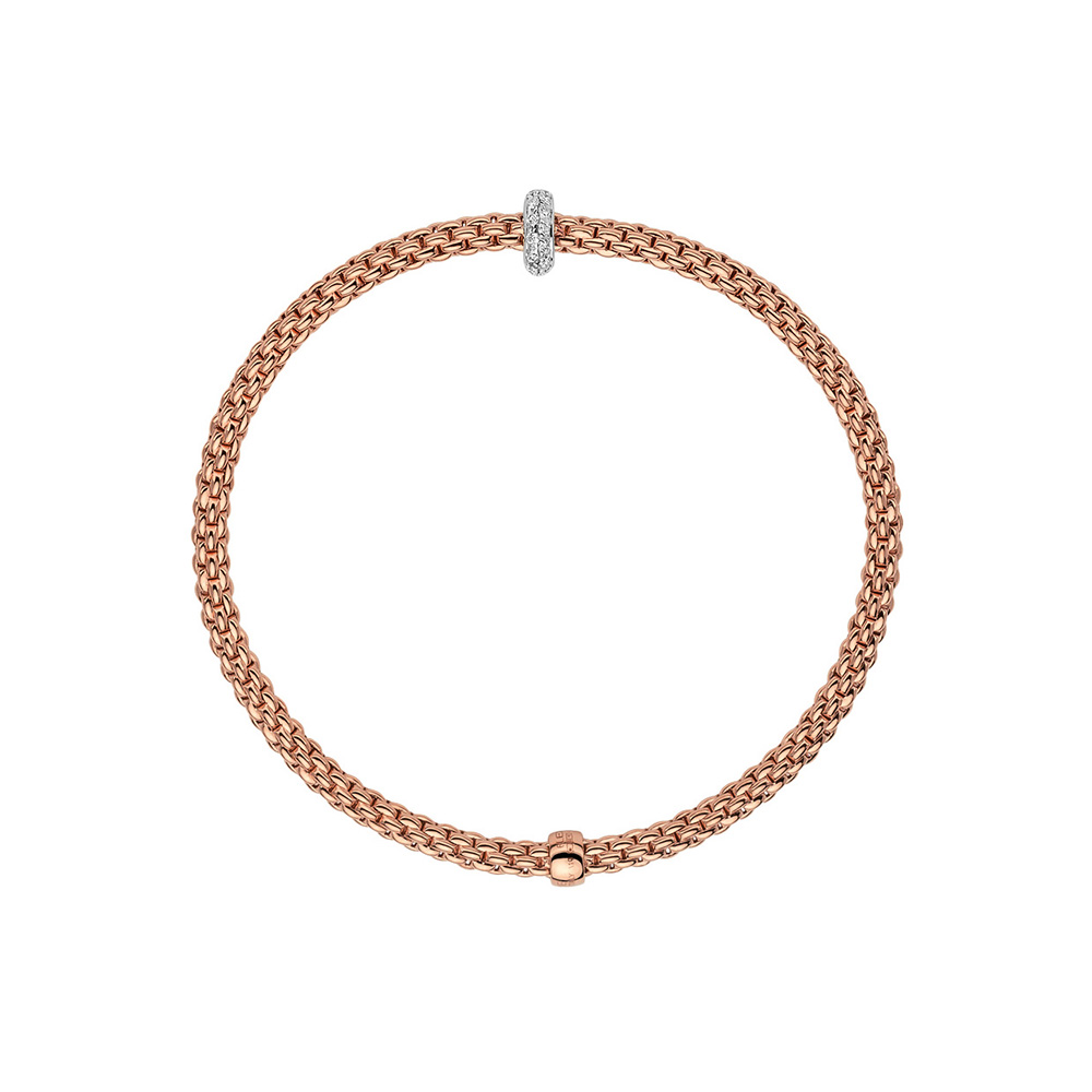 Fope Flex It Bracelet Prima Collection in White and Rose Gold with Diamonds