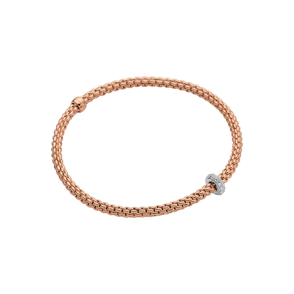 Fope Flex It Bracelet Prima Collection in White and Rose Gold with Diamonds