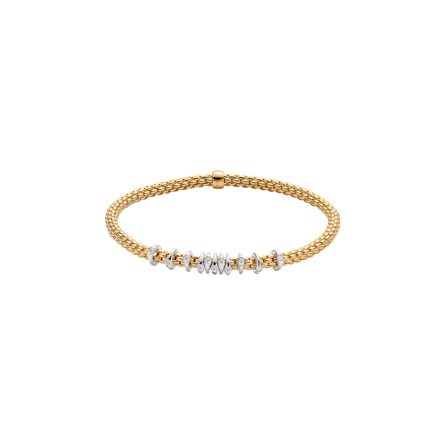 Fope Flex It Armband Prima Collection in Weiß- und Gelbgold mit Diamanten