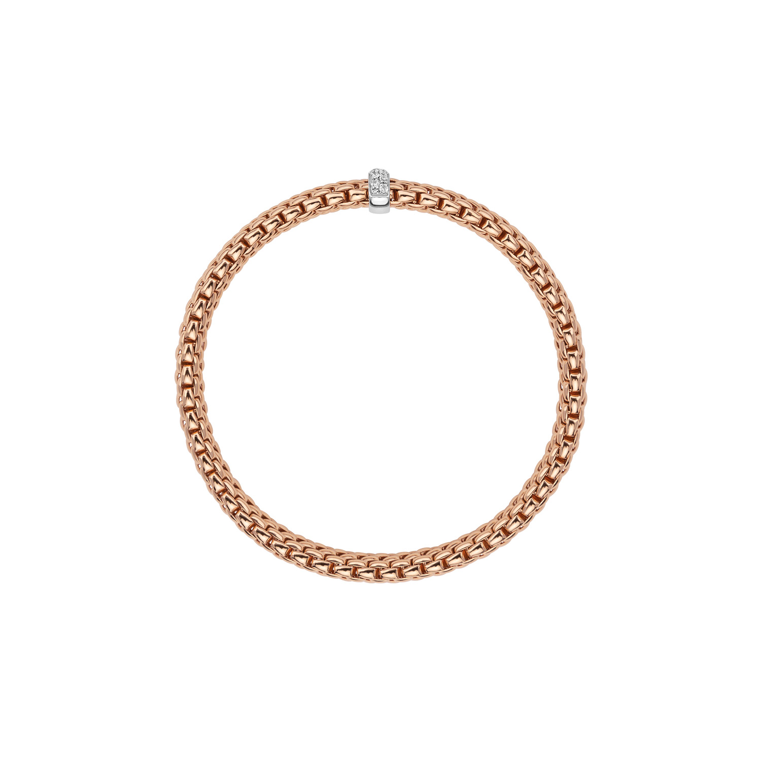 Fope Flex it Vendome Bracelet in Rose Gold with Diamonds Size Medium