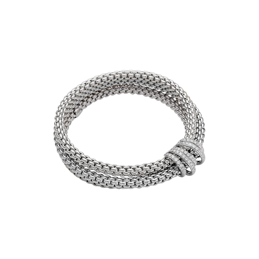 Fope Flex It Tris Solo Collection Bracelet in White Gold and Diamonds