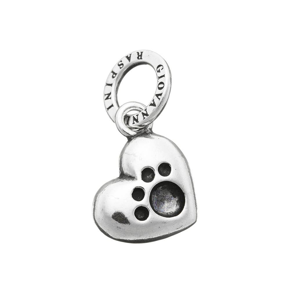 Silver Charm Giovanni Raspini Heart With Paw