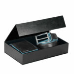 Piquadro box with Blue Square wallet and belt