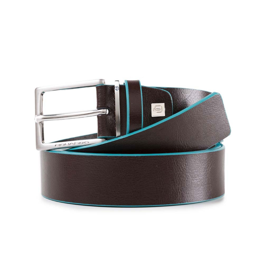 Piquadro Man Belt In Mahogany Leather MM. 35 Blue Square collection